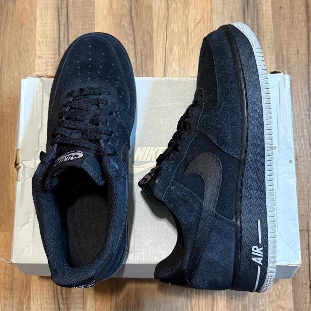 Nike Men’s Black Suede Air Force 1 Low With White Outsole Trim